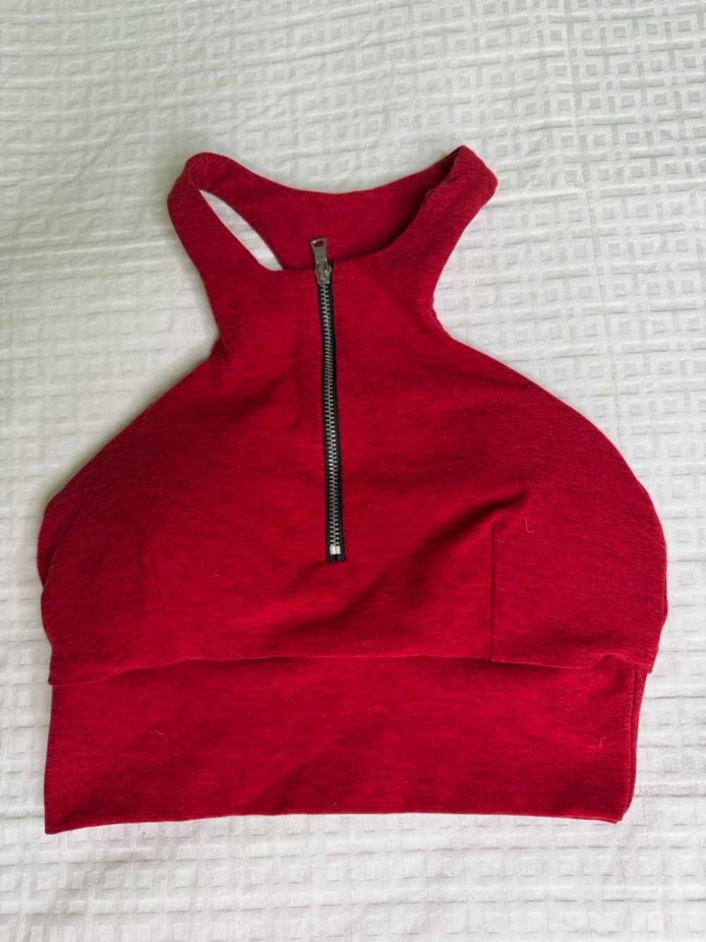 Bombshell Sportswear Red Racerback Muscle Tee with Front Zip